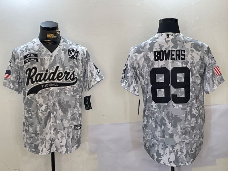 Men Oakland Raiders #89 Bowers Nike Arctic Camo 2024 Salute to Service Limited NFL Jersey style 2